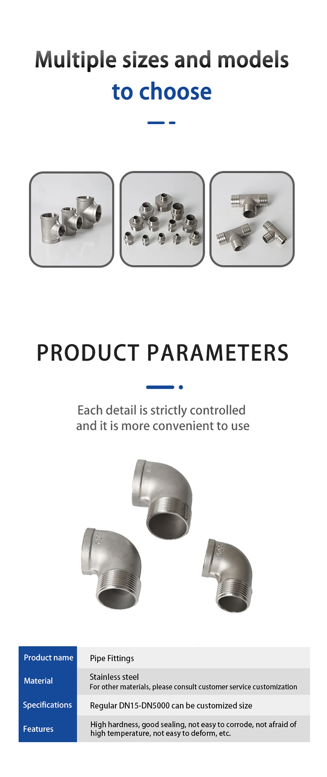 Stainless Steel Pipe Fitting 304 Forging Welded Equal Tees