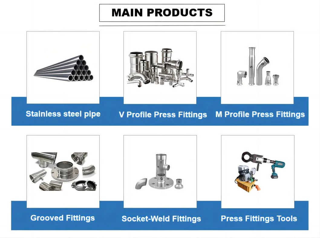 304 316L Stainless Steel Grooved Polish or Pickling Reducing Tee for Water Pipe System